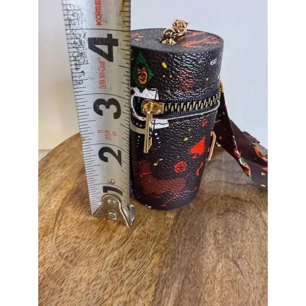 Circus Print Mini Barrel Keychain Case w Scarf AirPods Coin Pouch NWT
